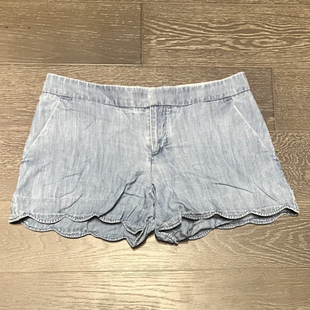 Club Monaco Scalloped Chambray Shorts